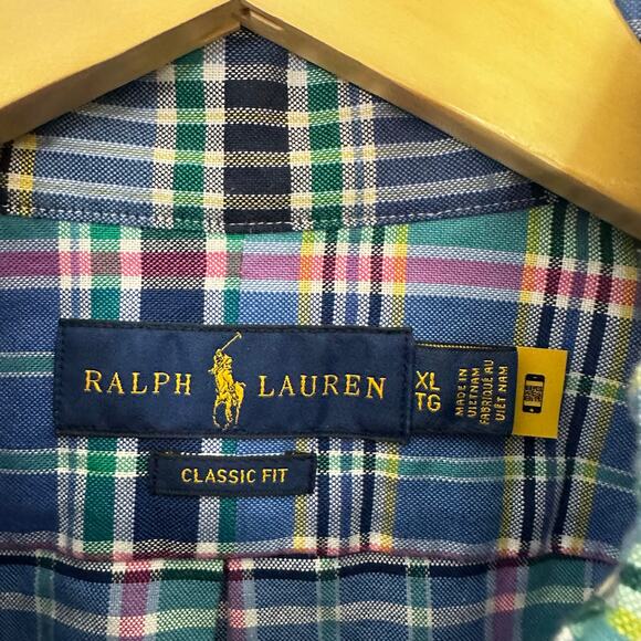 Ralph Lauren Men's XL Plaid Button Down Shirt Classic Fit Flesh Pony Preppy - Picture 3 of 7